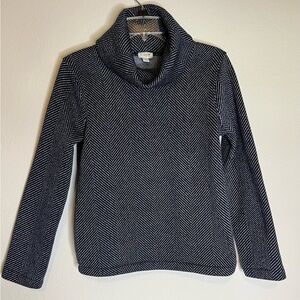 - J-Crew herringbone funnel neck knit sweater long sleeve size S cozy